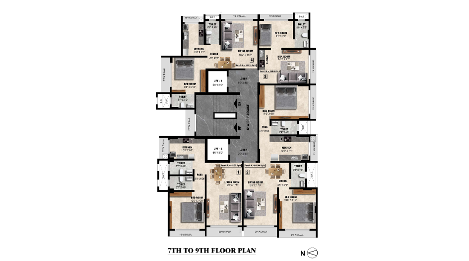 Meghna-Riviera-7-th-9-th-Floor-Plan