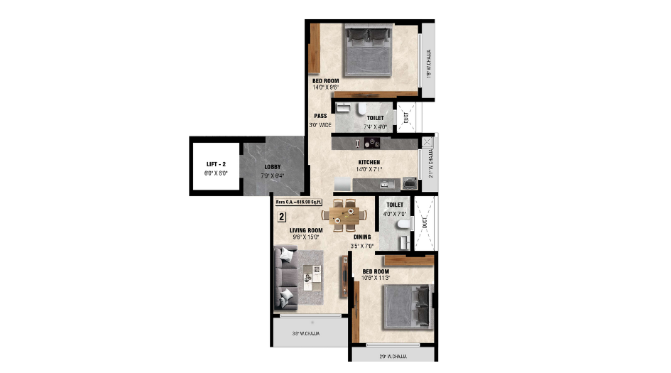 Meghna-Riviera-Floor-Plan-2-BHK